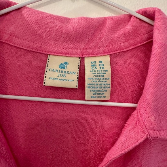 Caribbean Joe Pink Hibiscus Collared Shirt - Picture 2 of 4
